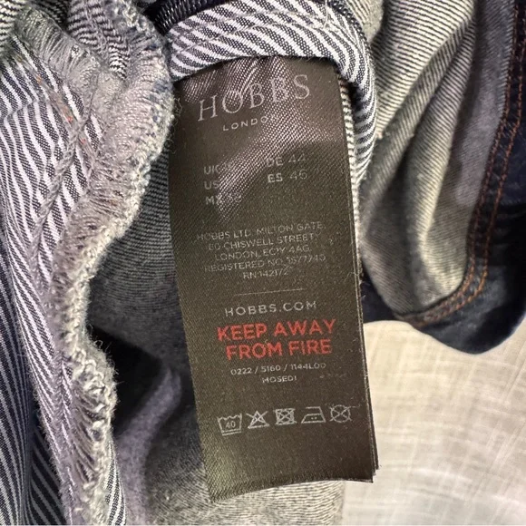 Hobbs London Lulu Long Sleeve Blue Denim Dress Size 14 - Picture 8 of 9